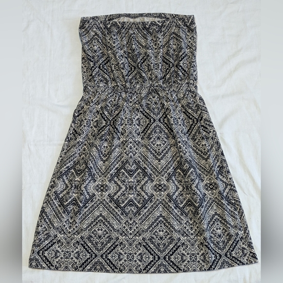 Mossimo Strapless Mini Dress or Cover-up Tribal Aztec Drawstring Black SMALL - Picture 2 of 11